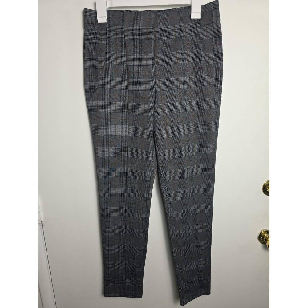 Women's Plaid‎ Slacks/Pants Jones New York Medium Stretch Pull On False Pockets